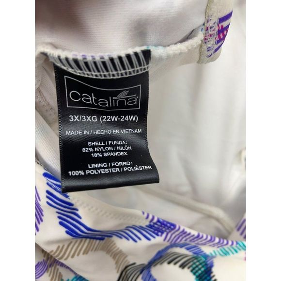 Catalina‎ Multi Colored Geometric  Circle Halter Style Tankini Swimsuit Top Size - Picture 6 of 7